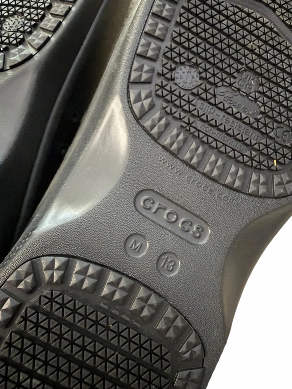 Crocs On-The-Clock Work Slip-On Clogs Mens 13 Black Rubber Shoes